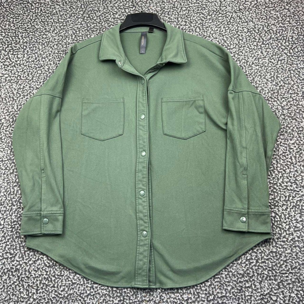 Mondetta Shirt Jacket Women XL Green Long Sleeve Snap Button Fleece Pocket